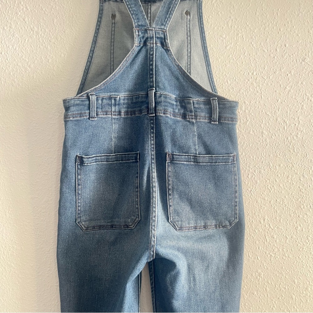 Free People We the Free Slim Ankle Denim Overalls Size 28 - Picture 7 of 13